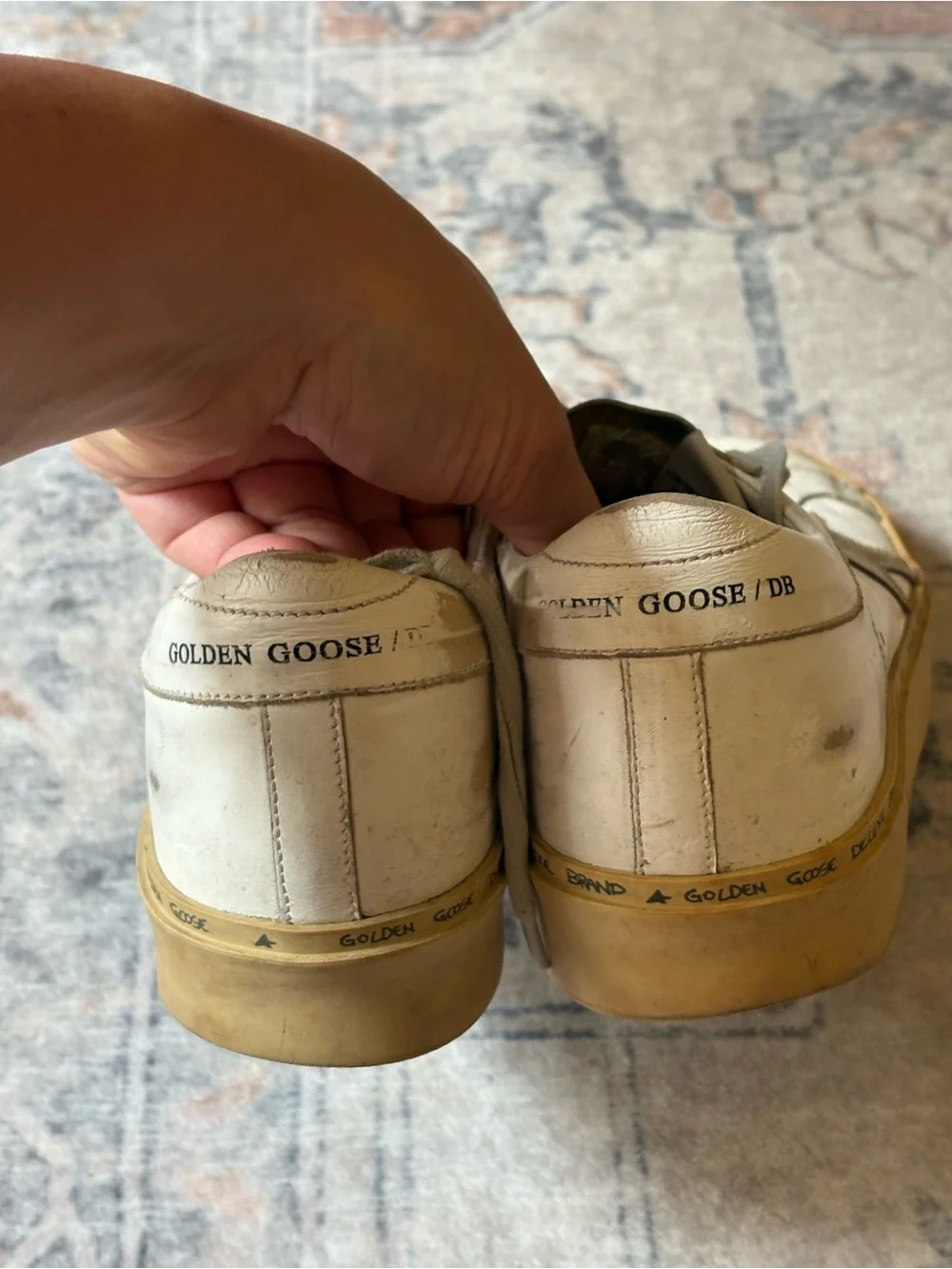 Golden Goose White/Gold Leather Hi Star Low Top Sneakers size 6.5/37